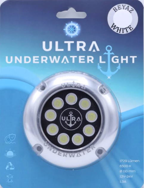 Ultra Underwater Su Altı Led Aydınlatma Lambası Beyaz, Mavi
