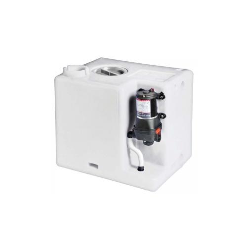 Tatlı su tank sistemi. Polietilen su tankı ve 12.8 litre/dakika kapasiteli otomatik, 12V hidrofor