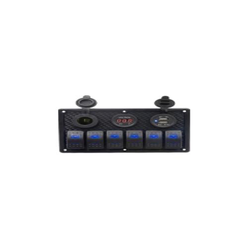 6 Lı Switch Panel 12v Usb + Type-C + Voltmetre